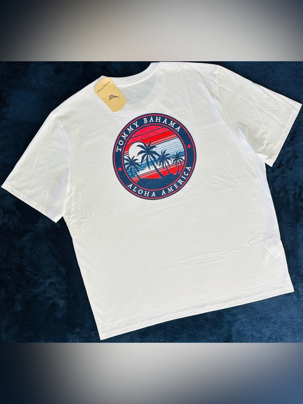 Tommy Bahama Men’s ALOHA AMERICA T-shirt XL White NWT USA Beach Tropical Palm